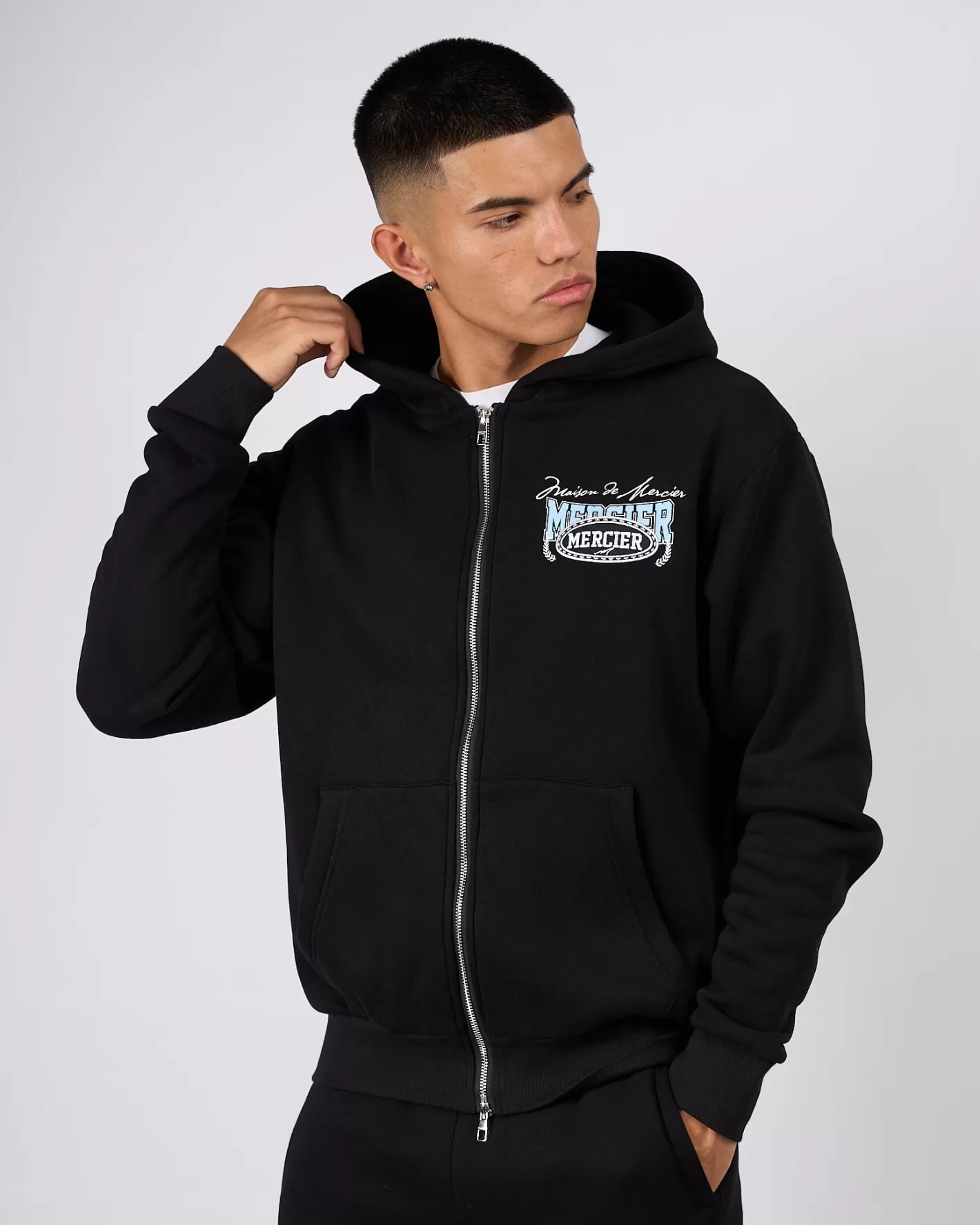 Homme Mercier Hauts De Survêtement/sweats À Capuche | Survêtements<Black Maison De Zip Hood