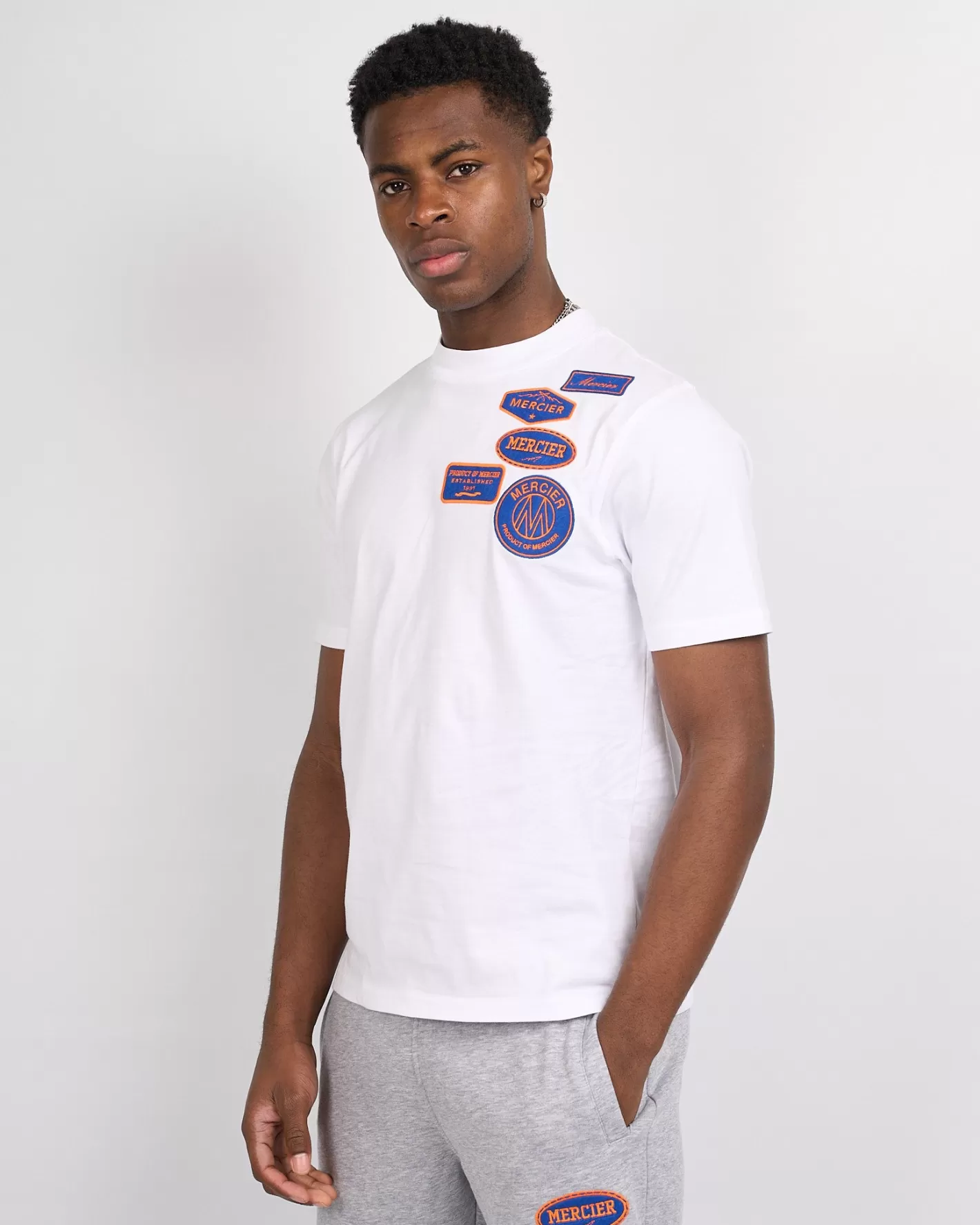 Homme Mercier Ensembles D'été | T-shirts<Contraste blanc et Badge Vestrt