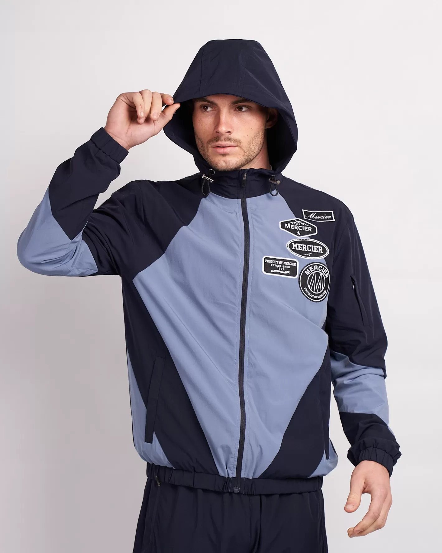 Homme Mercier Coupe-vent Et Cargaisons<Coupe-vent à panneaux bleu marine Placid Mono Badge