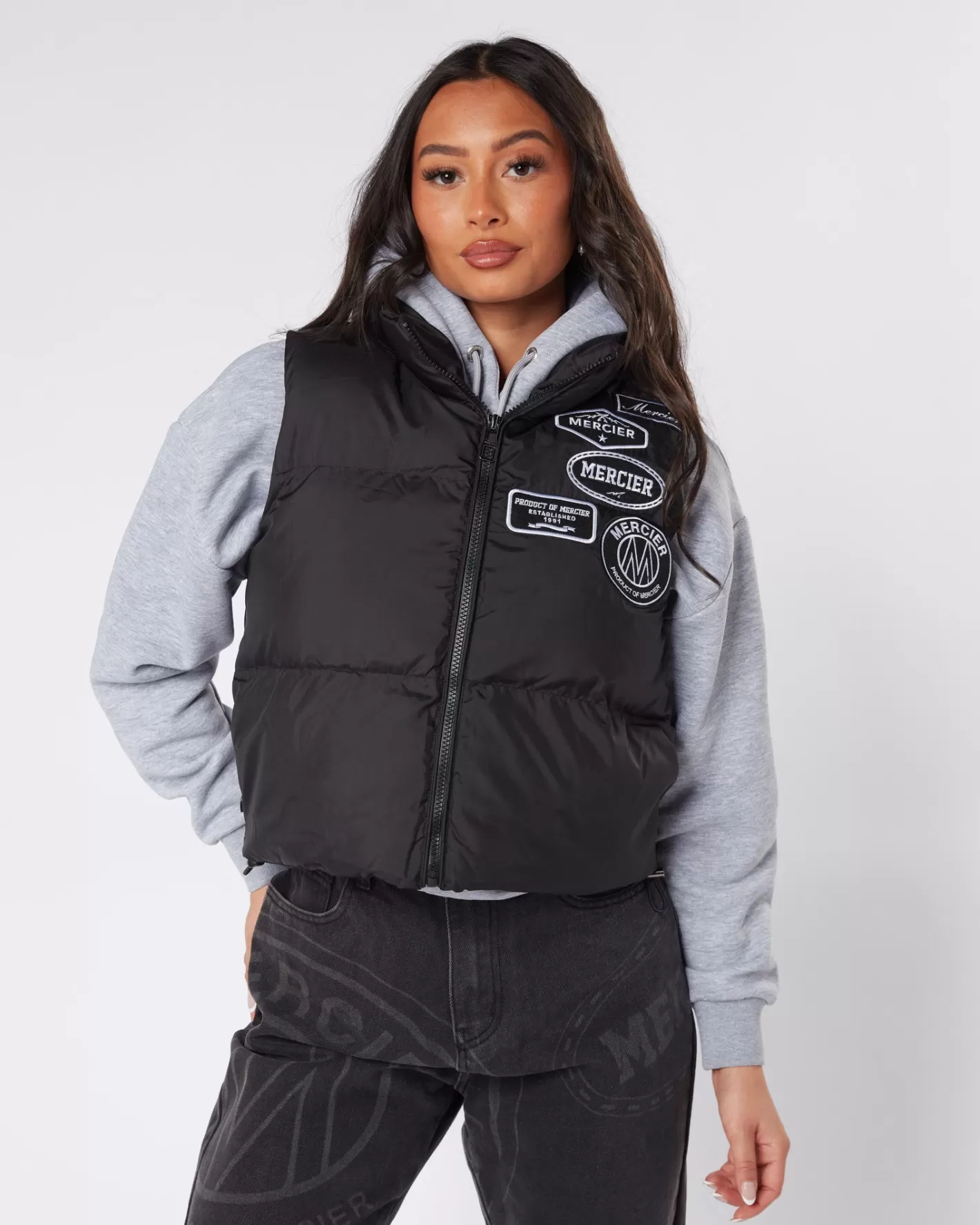 Femme Mercier Vêtements D'extérieur Pour Femmes<Gilet Mono Badge Noir Pour Femmes