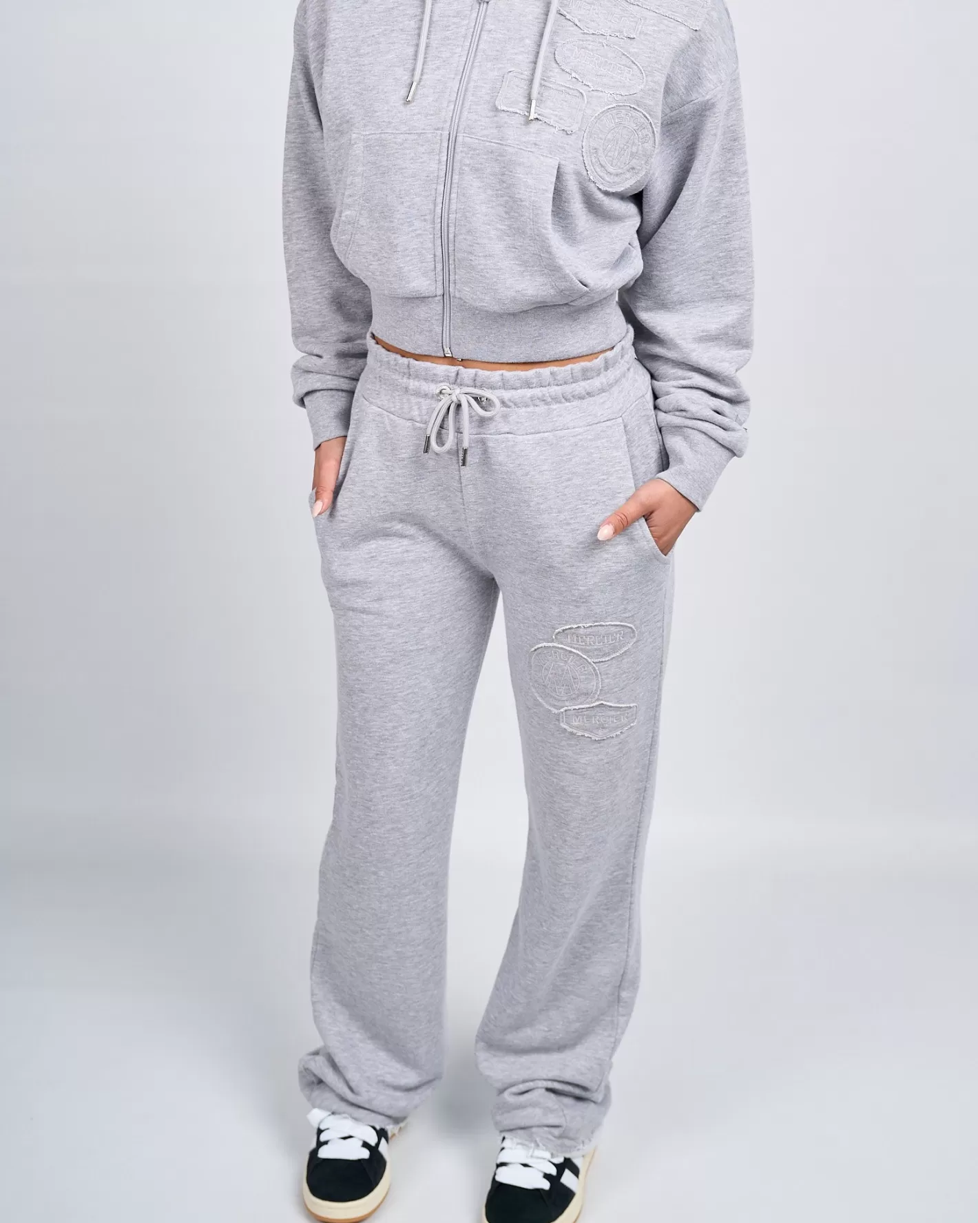 Femme Mercier Pantalons De Jogging/leggings Pour Femmes | Survêtements Pour Femmes<Joggers Gris Marl OG Badge Raw Pour Femmes