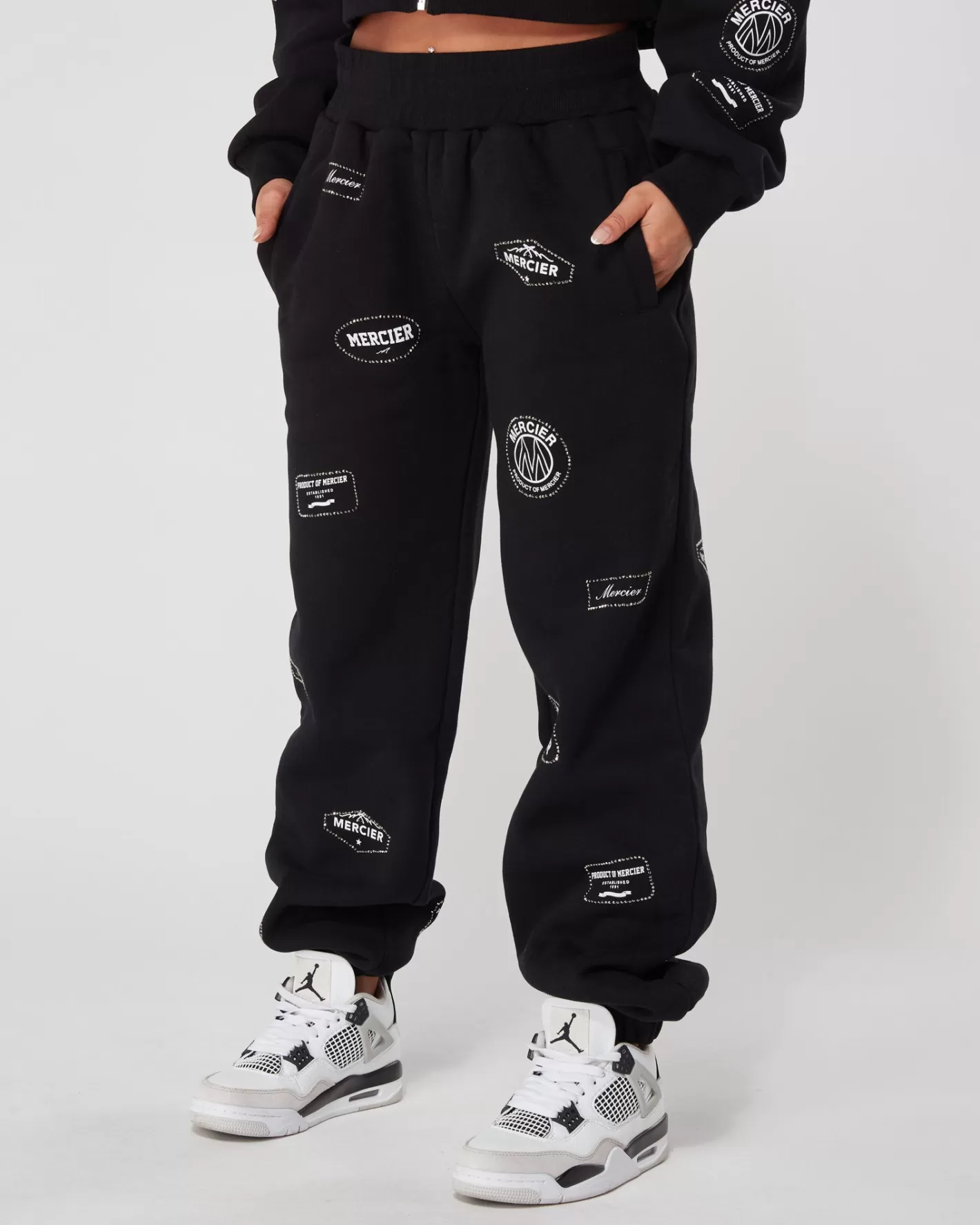 Femme Mercier Pantalons De Jogging/leggings Pour Femmes | Survêtements Pour Femmes<Joggers noirs Diamante Badge pour femme