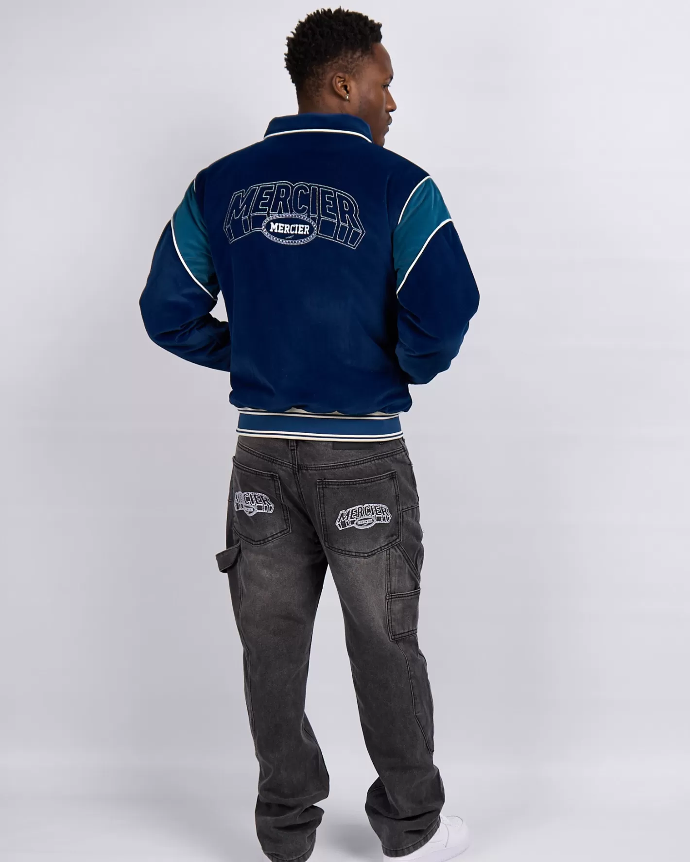 Homme Mercier Vestes<Navy Court Velour Track Top