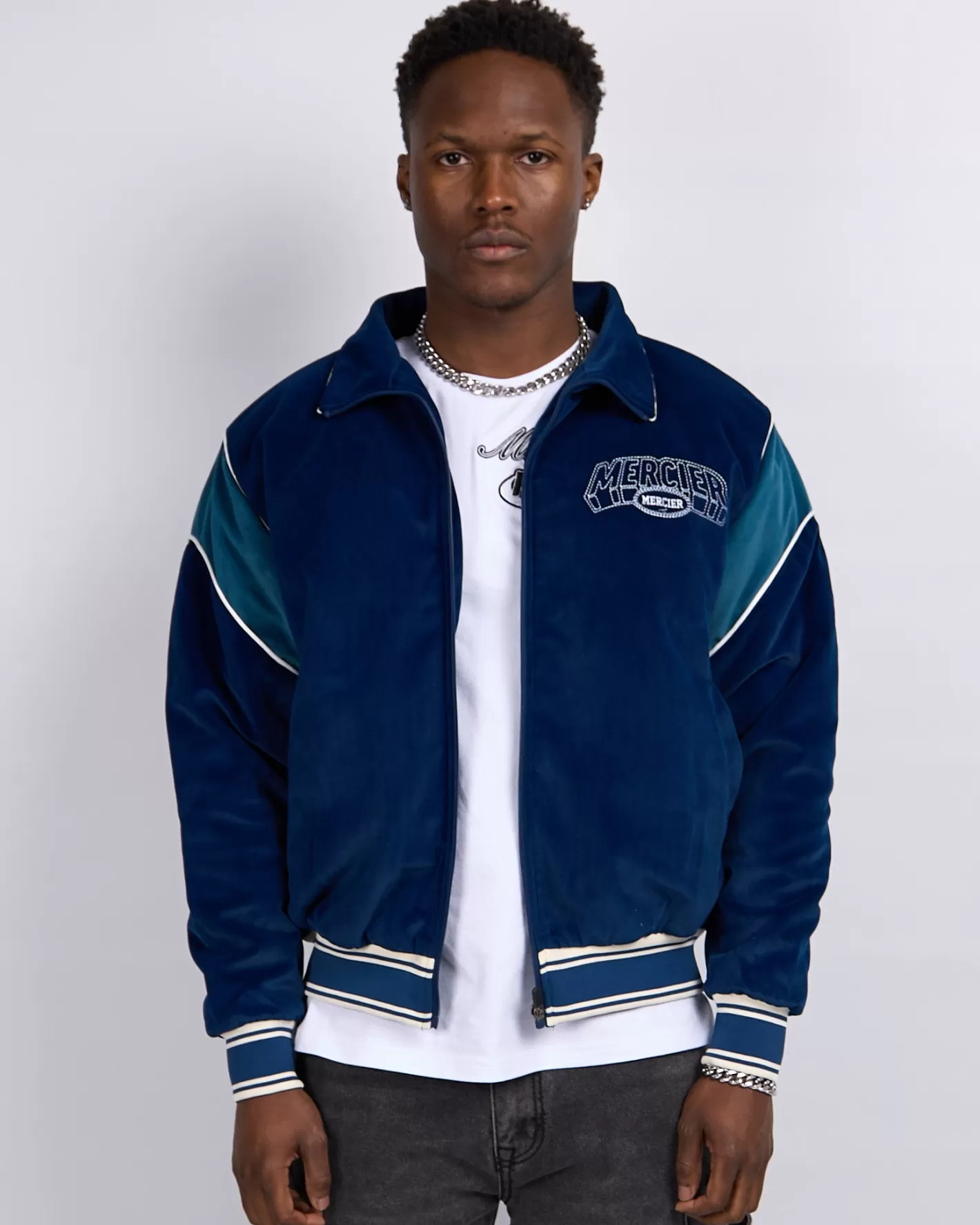 Homme Mercier Vestes<Navy Court Velour Track Top