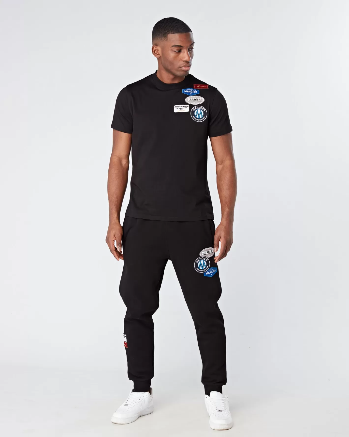 Homme Mercier T-shirts<Noir ET Insigne Tsirt