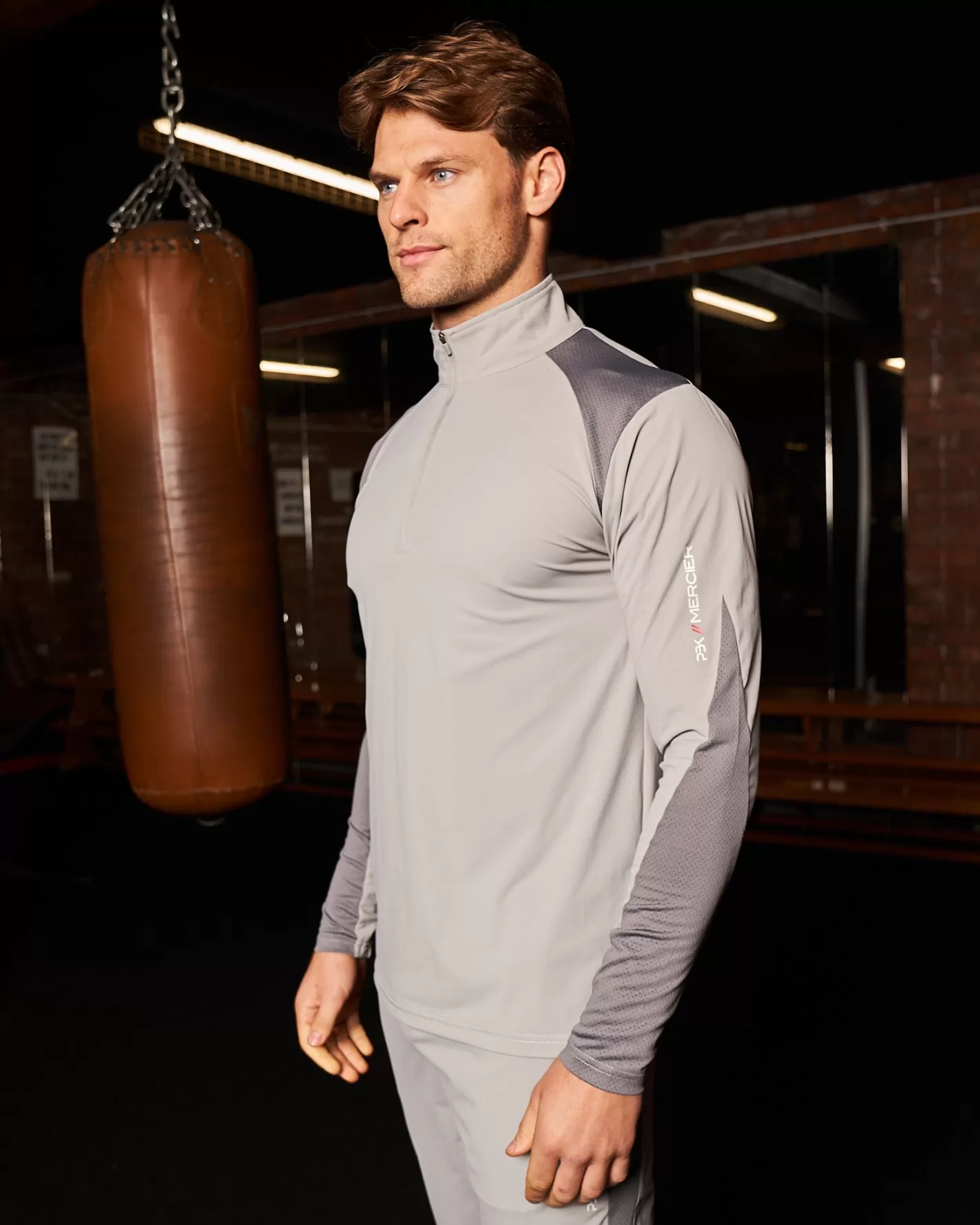 Homme Mercier Pbk//mercier<PBK // Performance 1/4 Manches Longues Gris