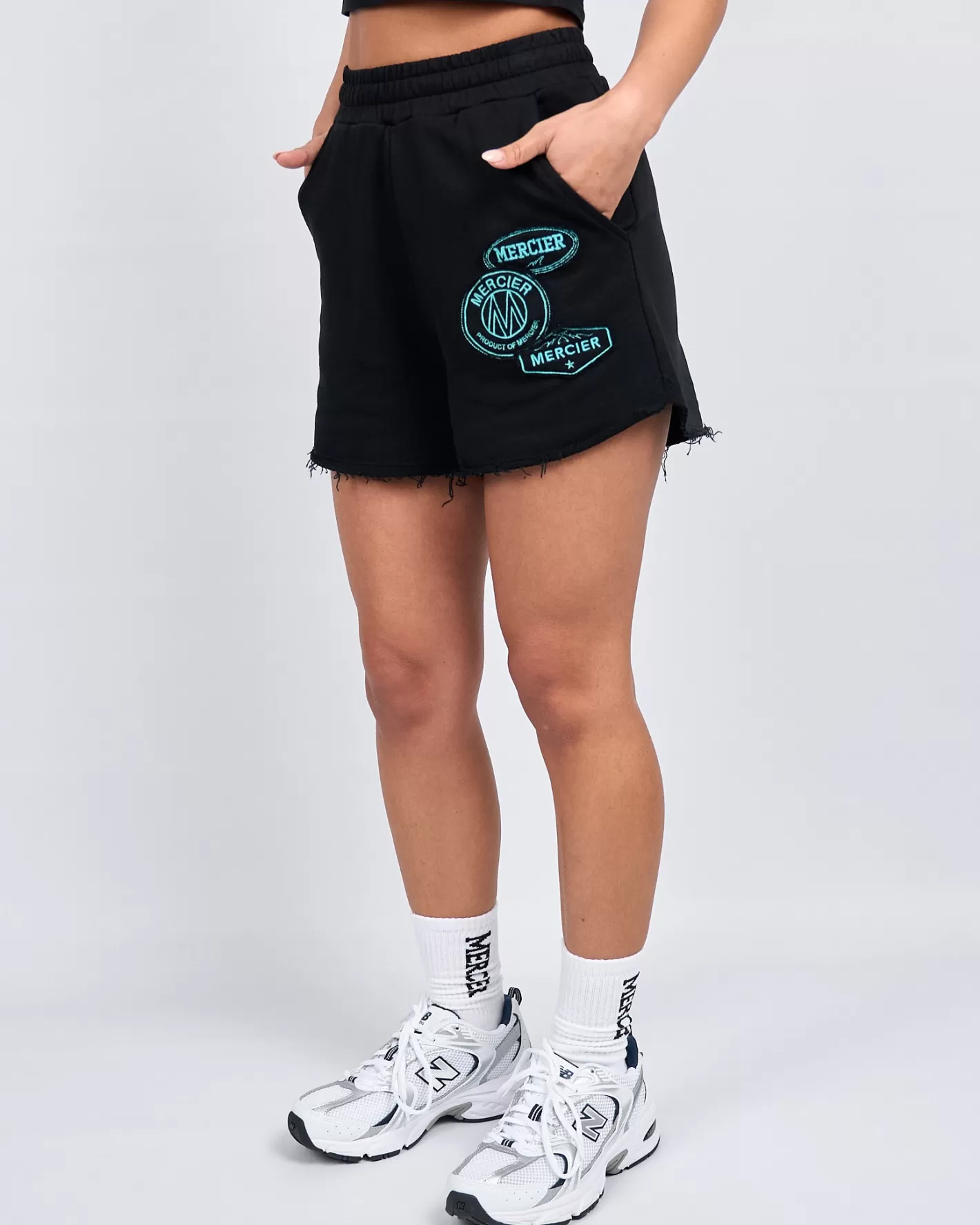 Femme Mercier Shorts/jupes Des Femmes<Short à bords bruts pour femme avec badge Tiffany OG noir