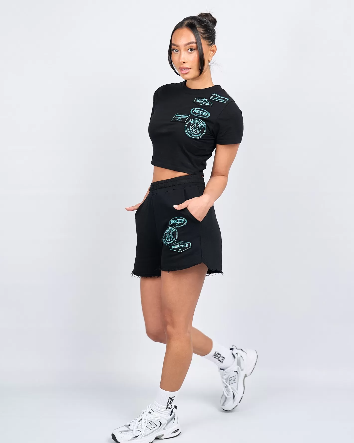 Femme Mercier Shorts/jupes Des Femmes<Short à bords bruts pour femme avec badge Tiffany OG noir