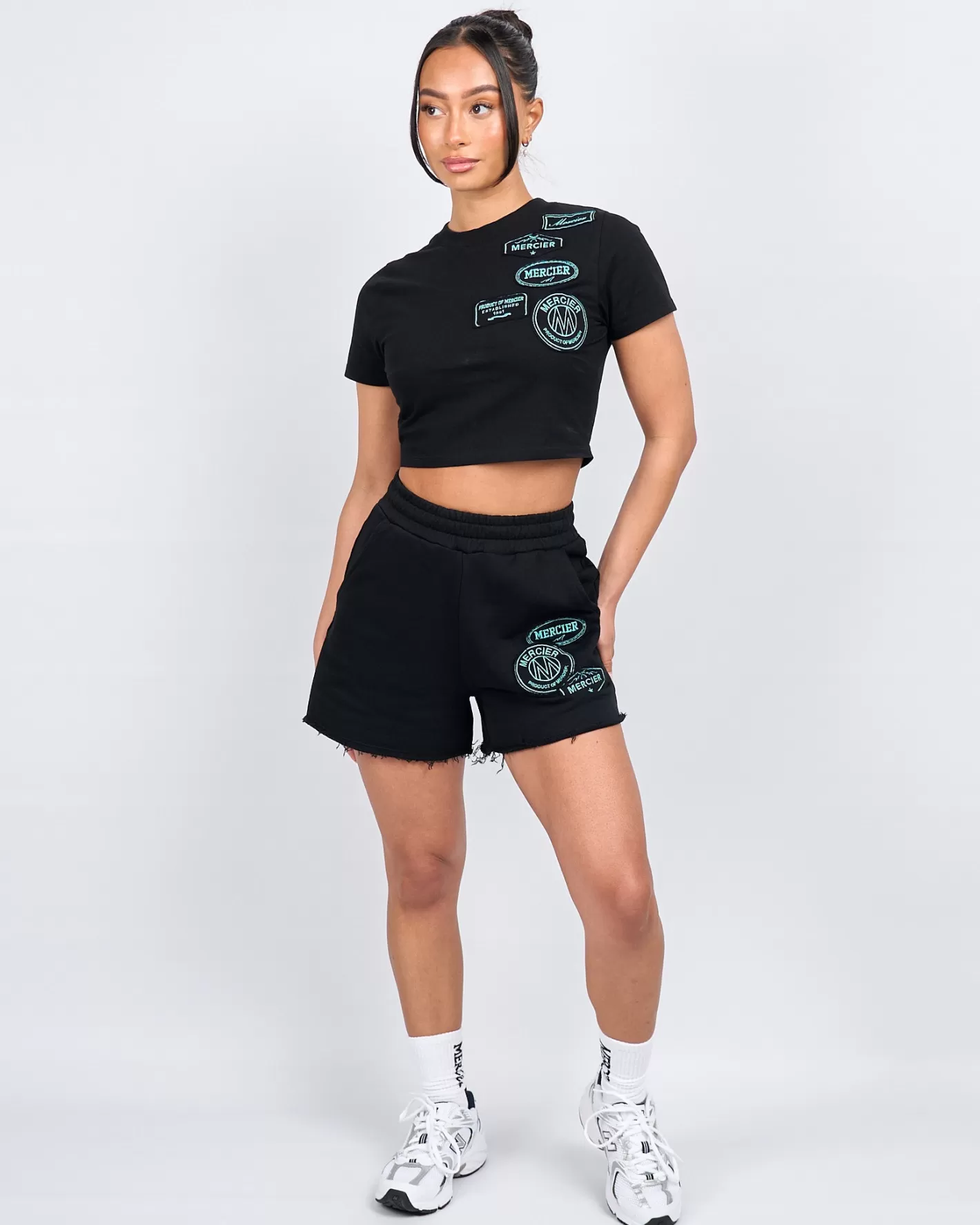 Femme Mercier Shorts/jupes Des Femmes<Short à bords bruts pour femme avec badge Tiffany OG noir