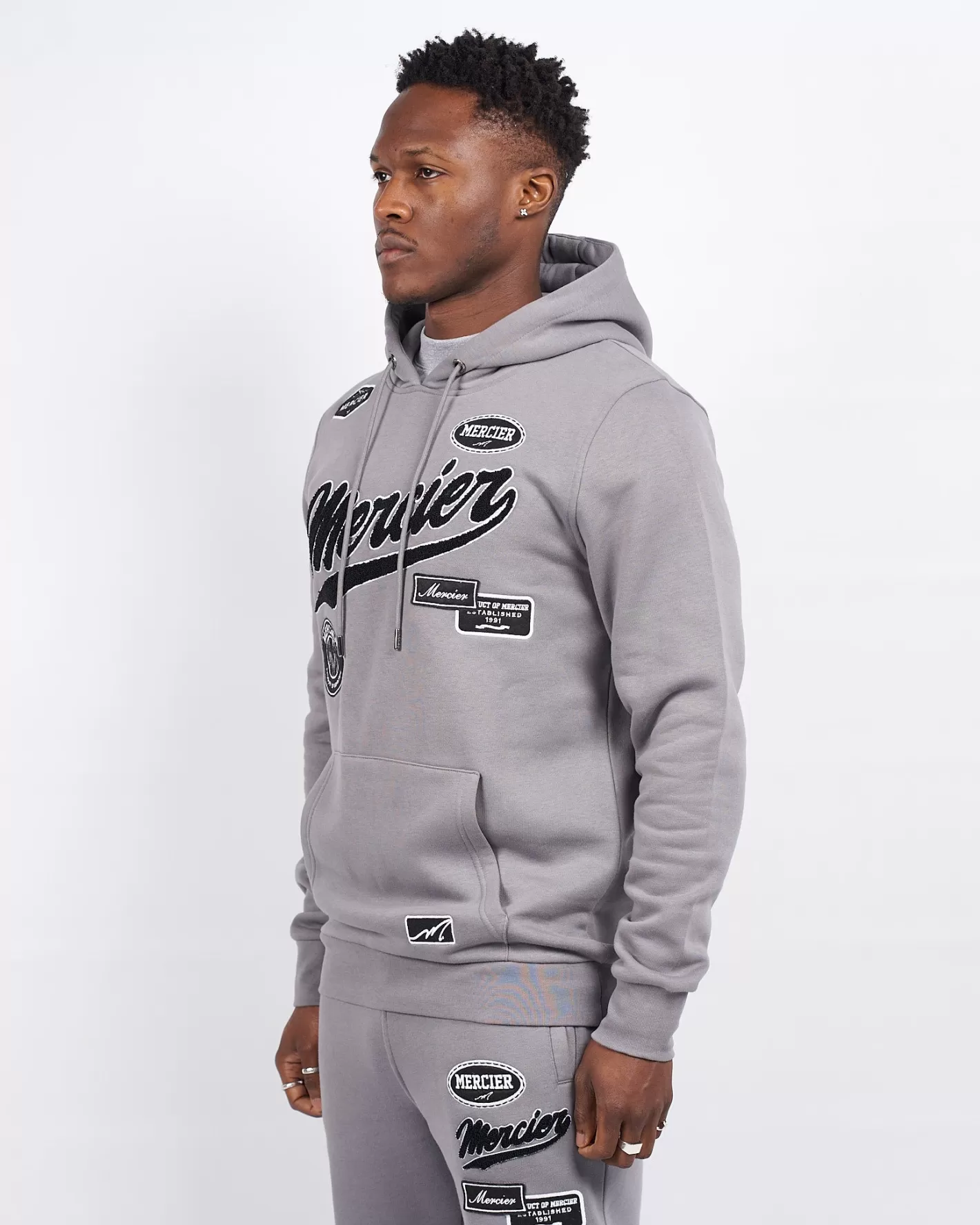 Homme Mercier Hauts De Survêtement/sweats À Capuche | Survêtements<Sweat à Capuche Gris Acier Teams Badge