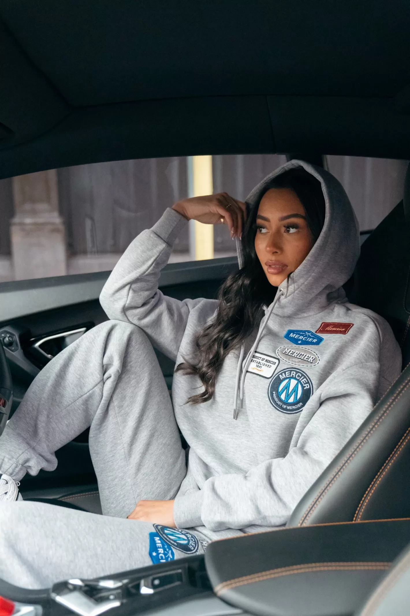 Femme Mercier Hoodies Des Femmes | Survêtements Pour Femmes<Sweat à capuche gris chiné Original Badge pour femme