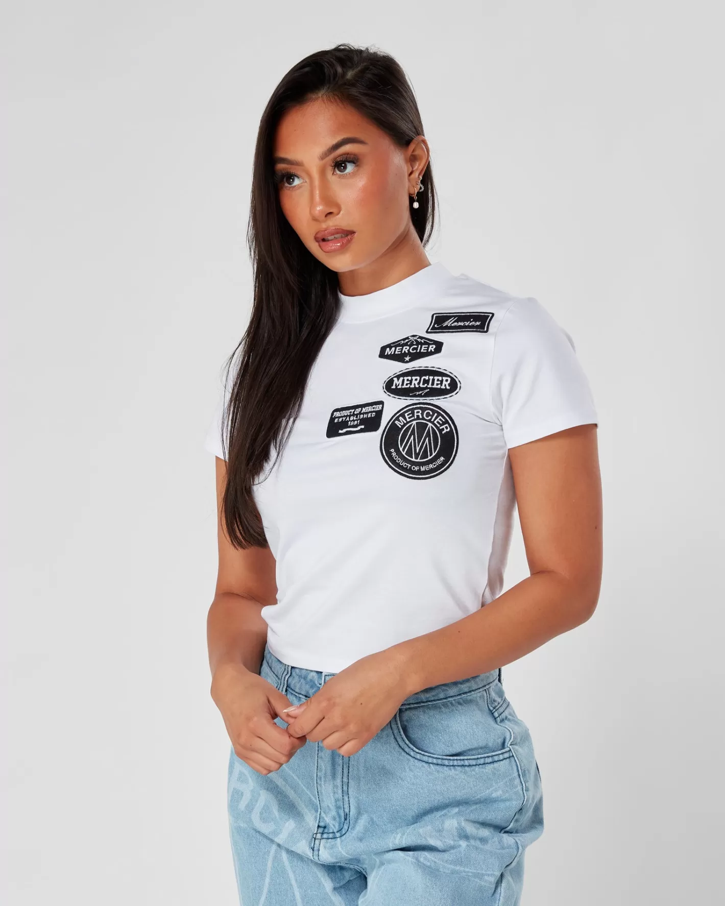 Femme Mercier Hauts Pour Femmes 23<T-shirt Mono Badge Ajusté Pour Femmes Blanches