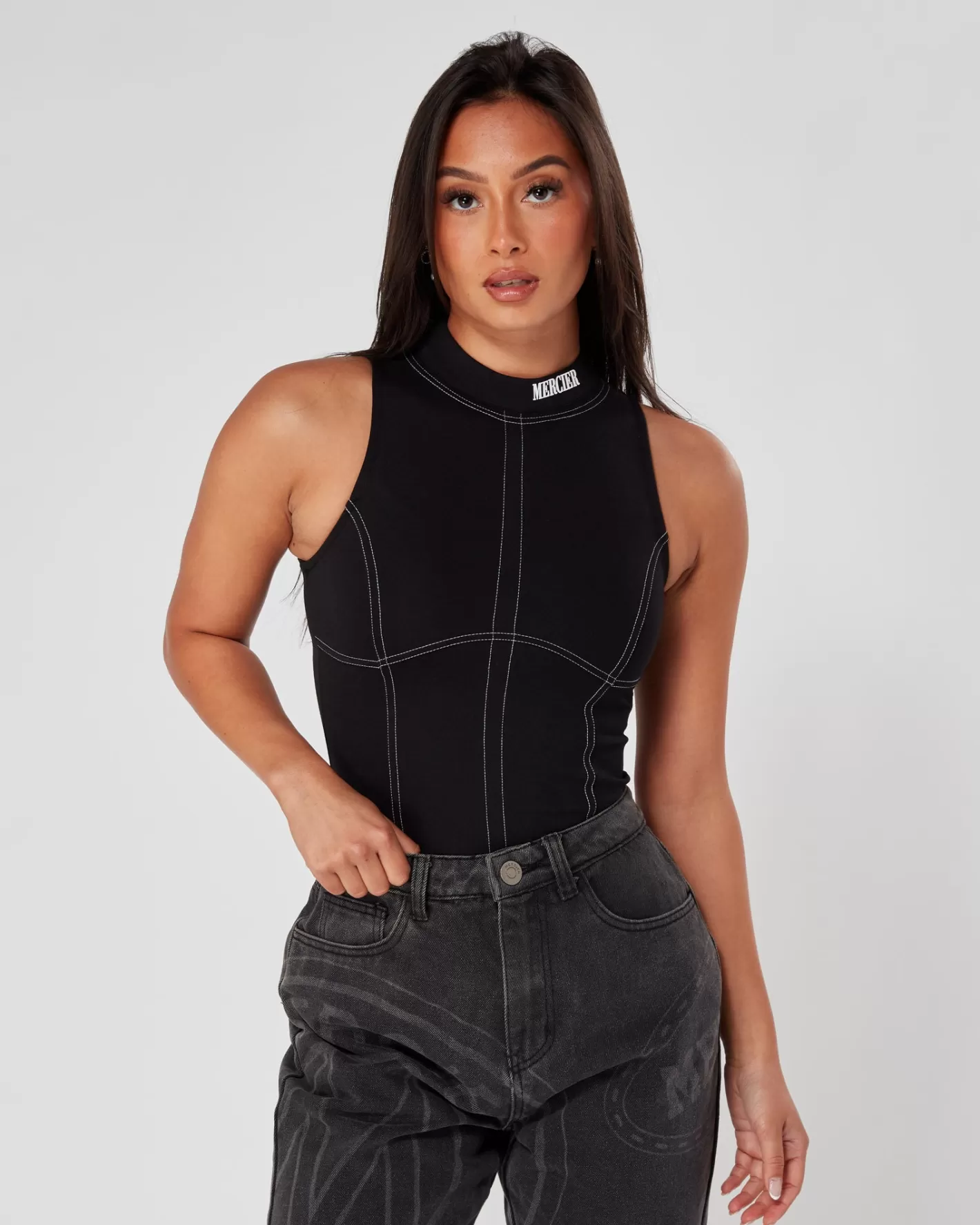 Femme Mercier Outlet Femmes<Womens Black Maison Stitch Bodysuit
