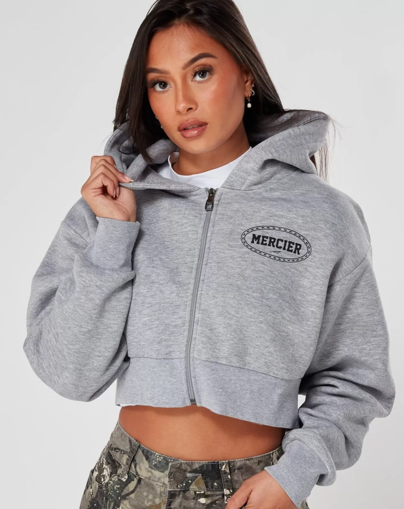 Femme Mercier Outlet Femmes<Womens Grey Marl Maison Cropped Hoodie