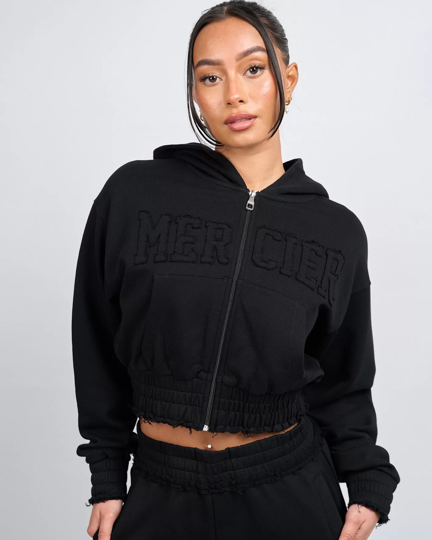 Femme Mercier Hoodies Des Femmes | Survêtements Pour Femmes<Womens Noir en détresse Cropped Hoodie